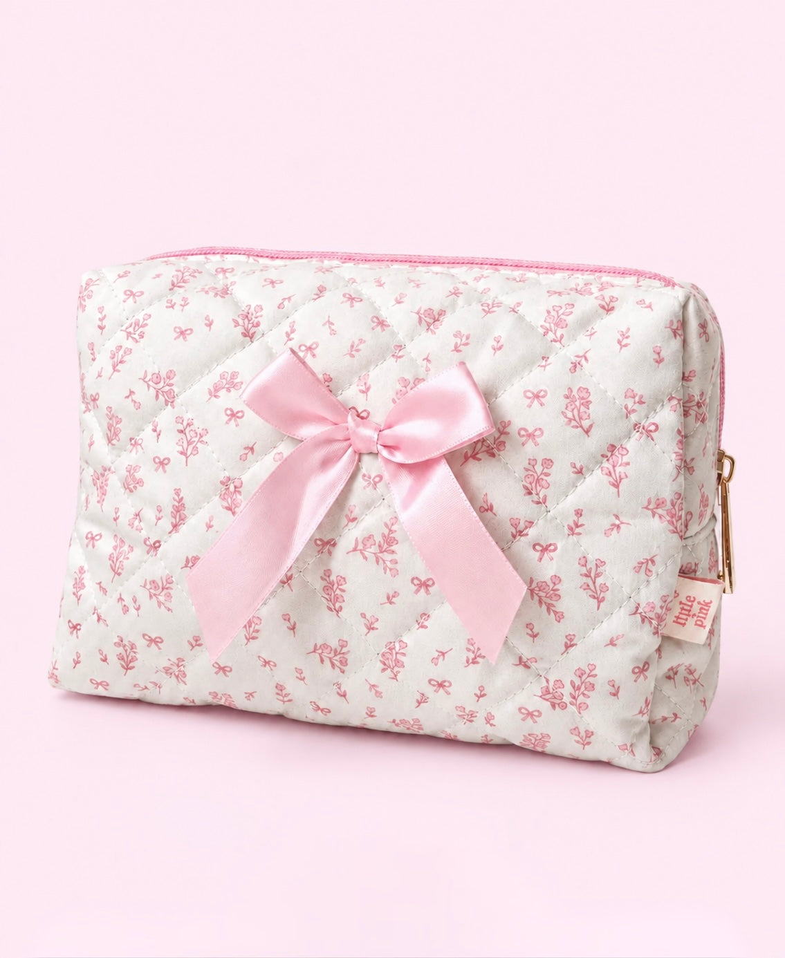 Floral Bow Makeup Bag