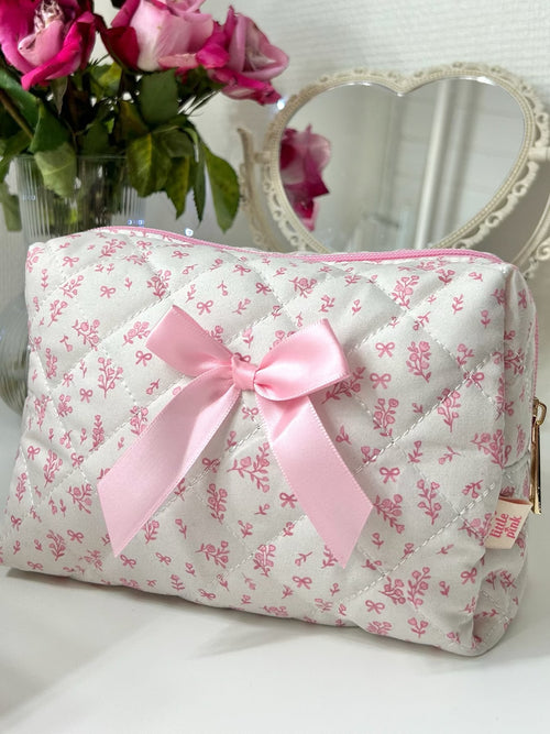 Floral Bow Makeup Bag