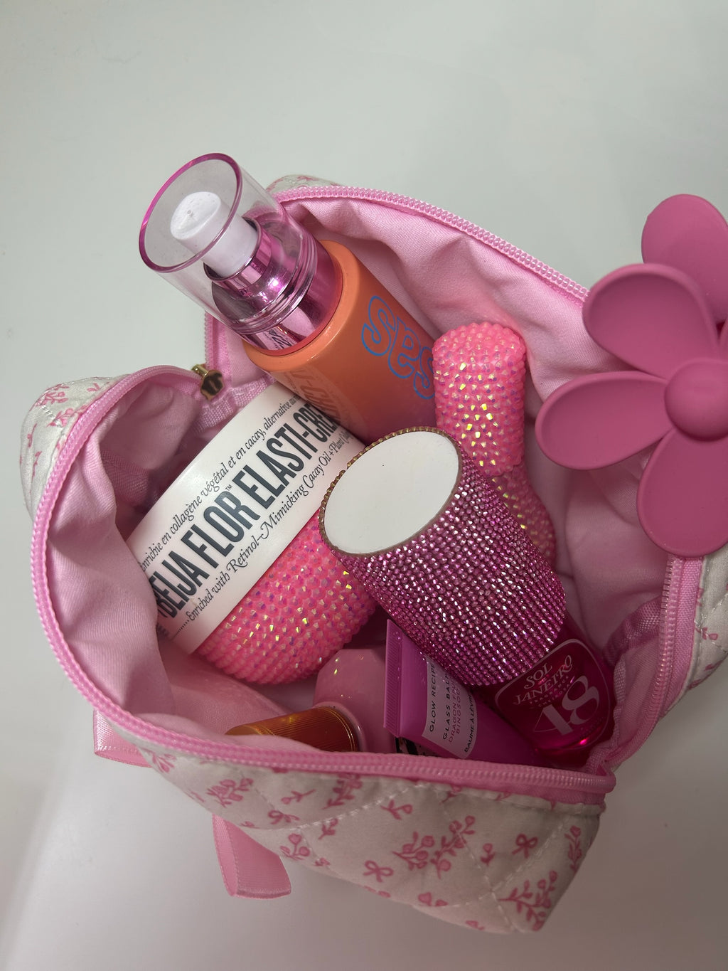 PrettyLittlePink bow makeup bag size reference